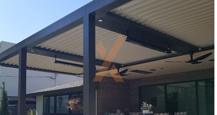 Outdoor pergola with a roof installed in City Park, Colorado