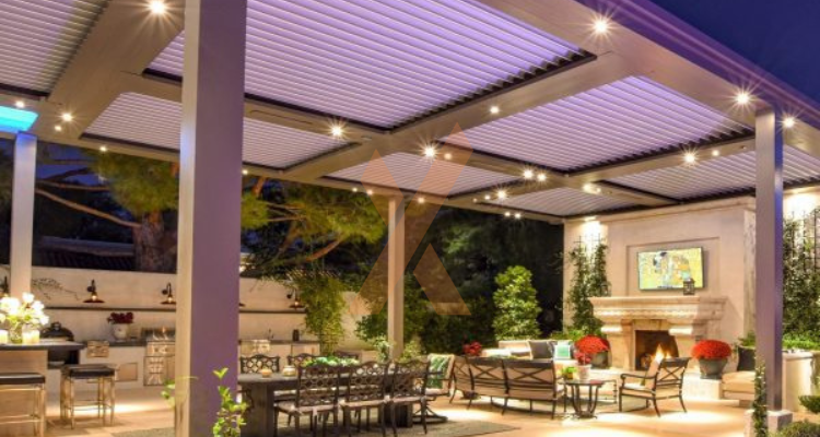 Pergola With a Louvered Roof